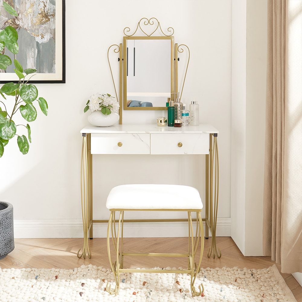Mid-Century Vanity, White (Style 2) (view 6)