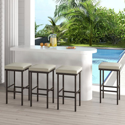 Rattan Swivel Bar Stools, Mix Brown, Set of 2 (view 3)