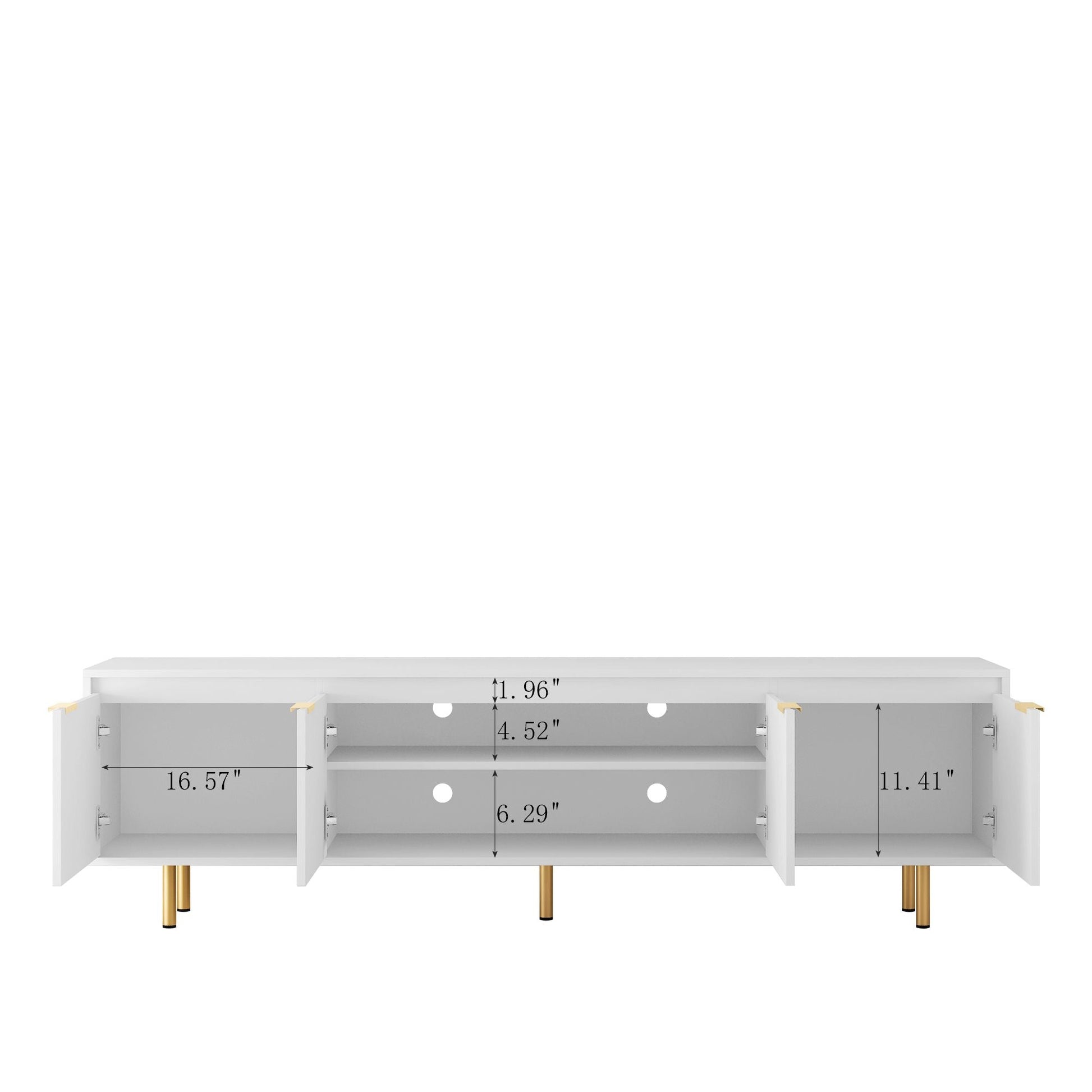 80" TV Mid-Century TV Stand, White, 60" Wide (view 18)