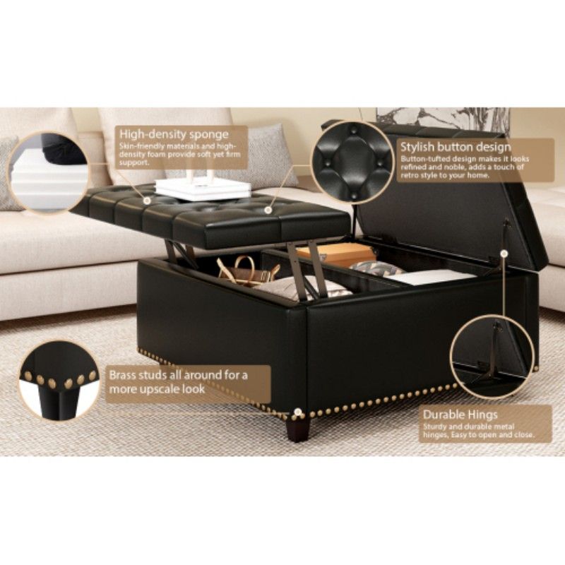 Solid Wood Mid-Century Coffee Table, black (view 2)