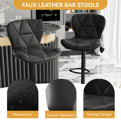 Faux Leather Swivel Bar Stools, Set of 2, Adjustable Height (view 7)