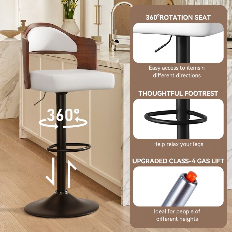 Faux Leather Swivel Bar Stools, Set of 2, 18" Wide (view 28)