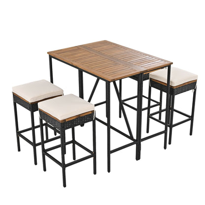Rattan Mid-Century Dining Set, Brown, 30" Tall (view 8)