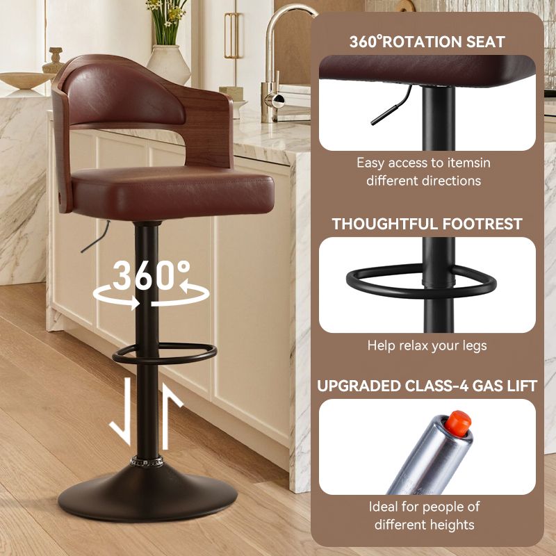 Faux Leather Swivel Bar Stools, Set of 2, PU Leather (view 39)