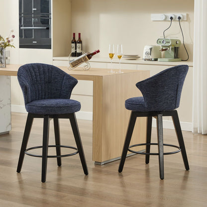 Chenille Swivel Bar Stools, Blue, Wide Backrest (view 4)