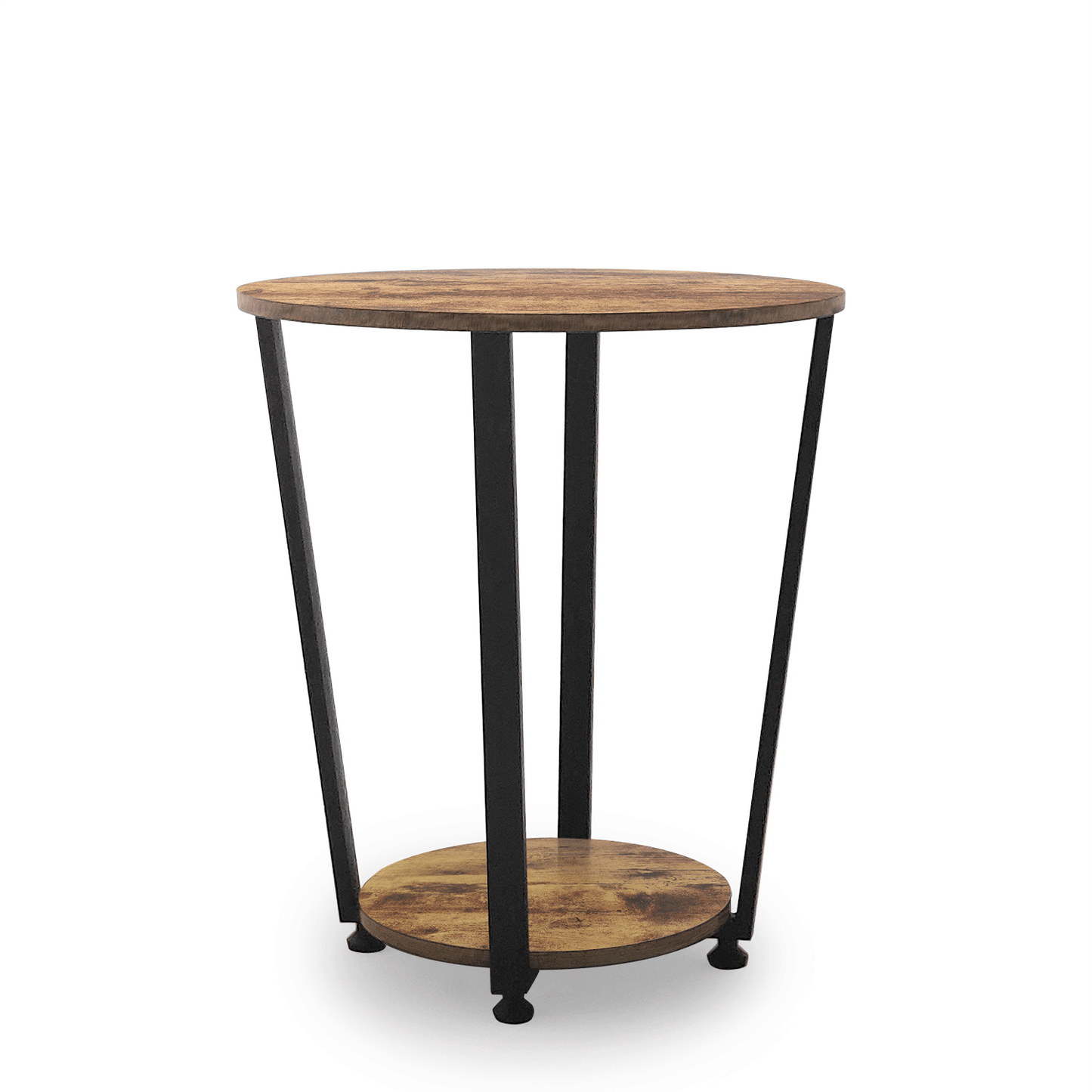 Vintage Round End Table, Brwon, 19.7"x12.6"x22.4" (view 2)