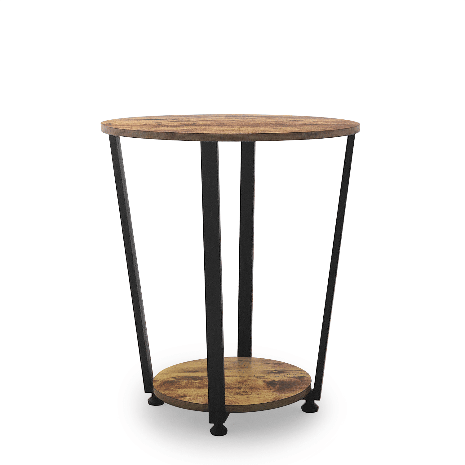 Vintage Round End Table, Brwon, 19.7"x12.6"x22.4" (view 2)