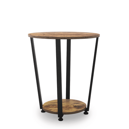 Vintage Round End Table, Brwon, 19.7"x12.6"x22.4" (view 2)
