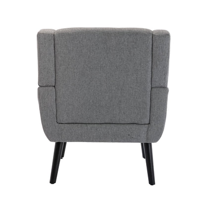 Linen Mid-Century Accent Chair, Light Gray (view 2)