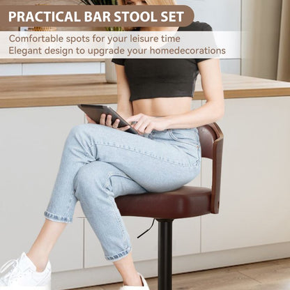 Faux Leather Swivel Bar Stools, Set of 2, PU Leather (view 89)