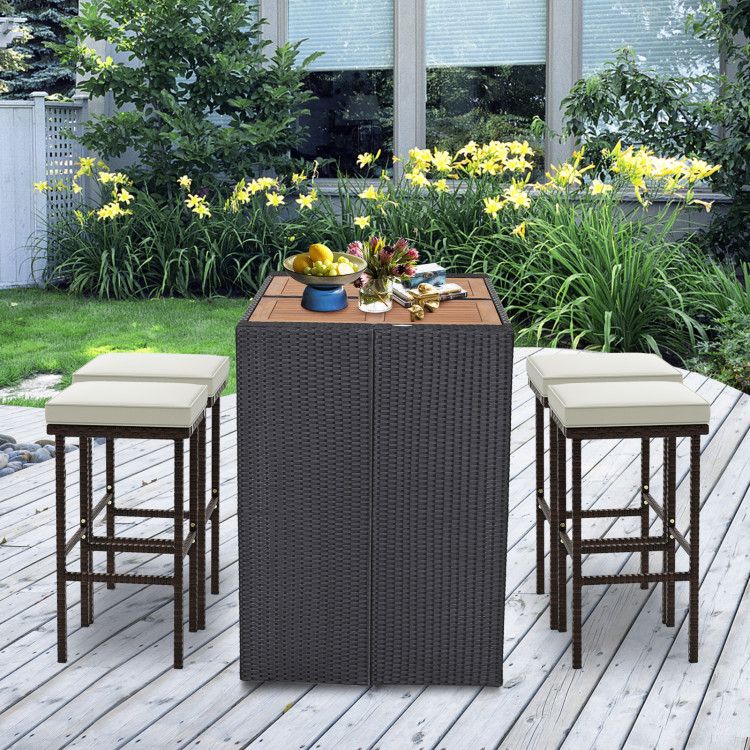Rattan Swivel Bar Stools, Mix Brown, Set of 2 (view 6)