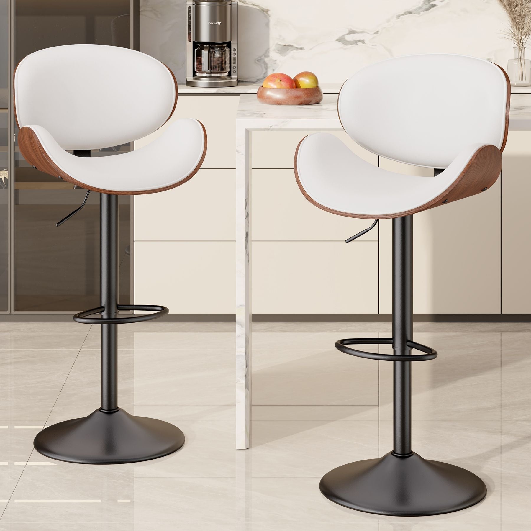 PU Leather Swivel Bar Stools, Set of 1, Black (view 73)