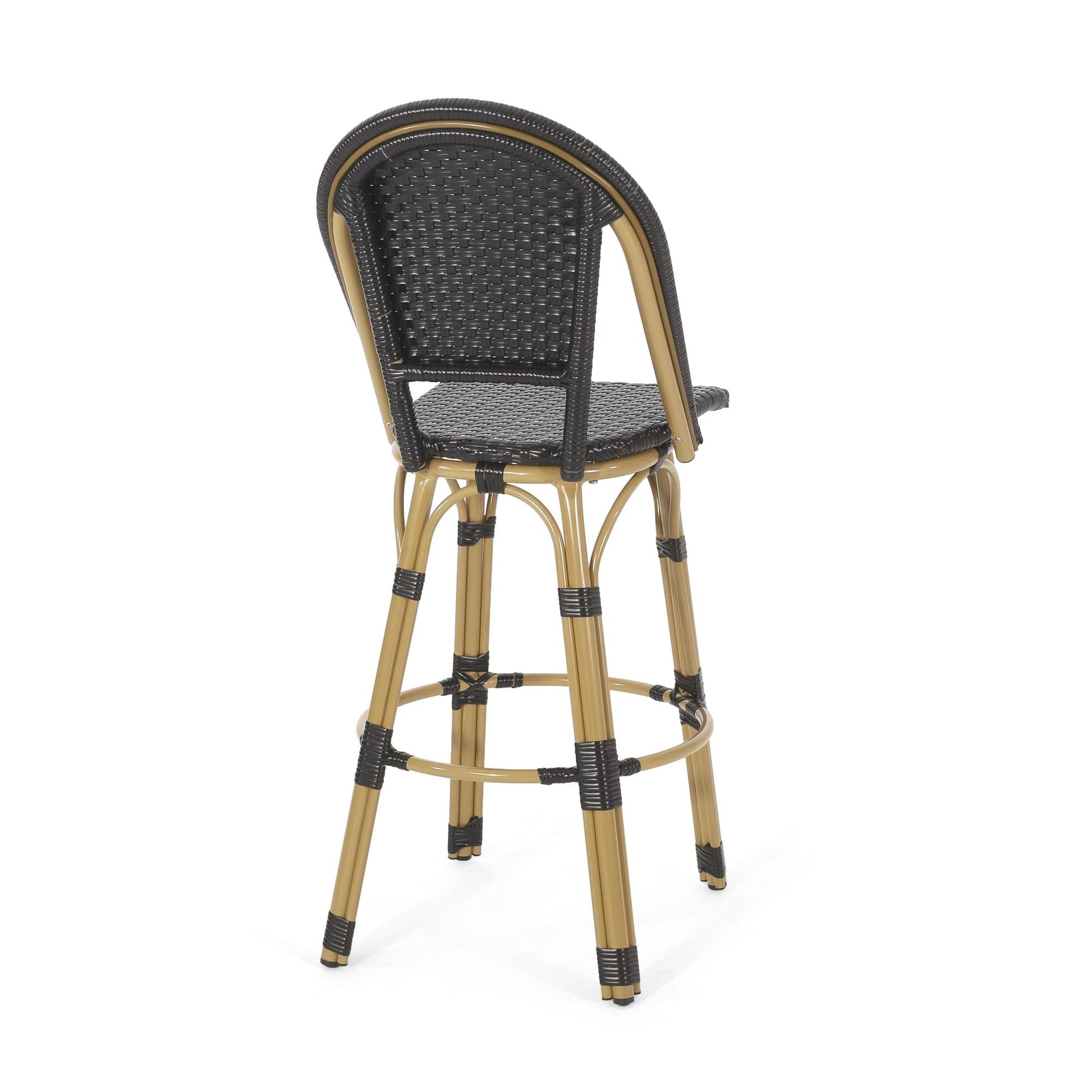 Rattan Swivel Bar Stools, Black, Set of 2, 19.75" Wide (view 8)