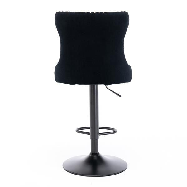 Velvet Swivel Bar Stools, Black, Set of 2 (view 7)