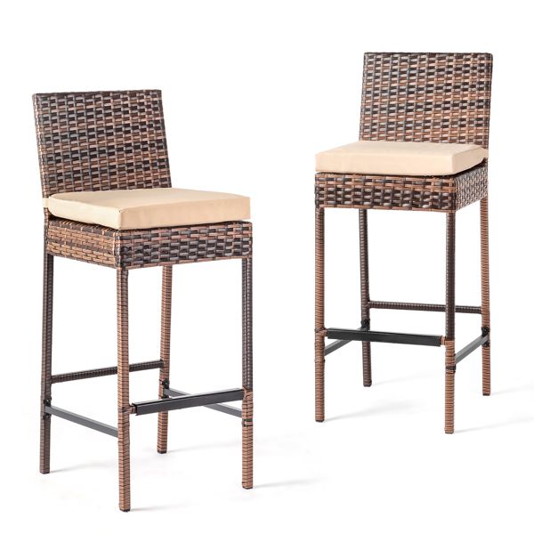 Rattan Swivel Bar Stools, Brown, Set of 2 (view 6)