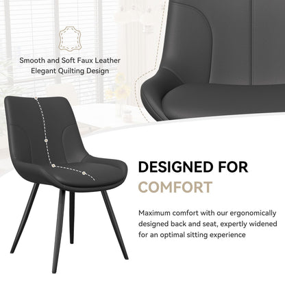 Leather Mid-Century Dining Chairs, Set of 2, Black (view 6)