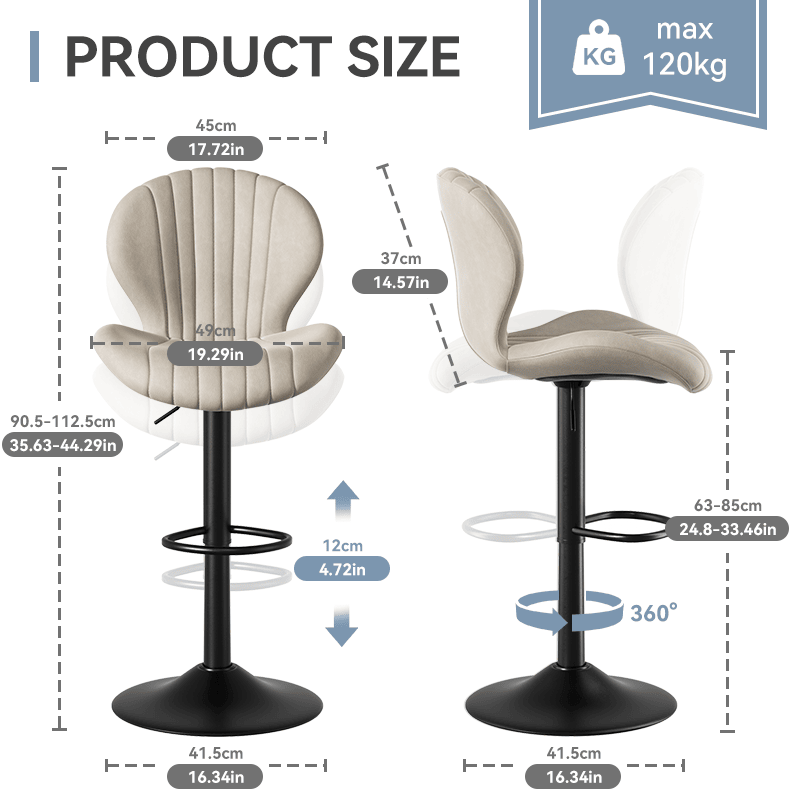 Faux Leather Swivel Bar Stools, Set of 2, Beige (view 66)