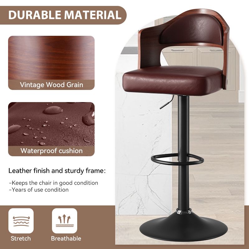 Faux Leather Swivel Bar Stools, Set of 2, 18" Wide (view 95)