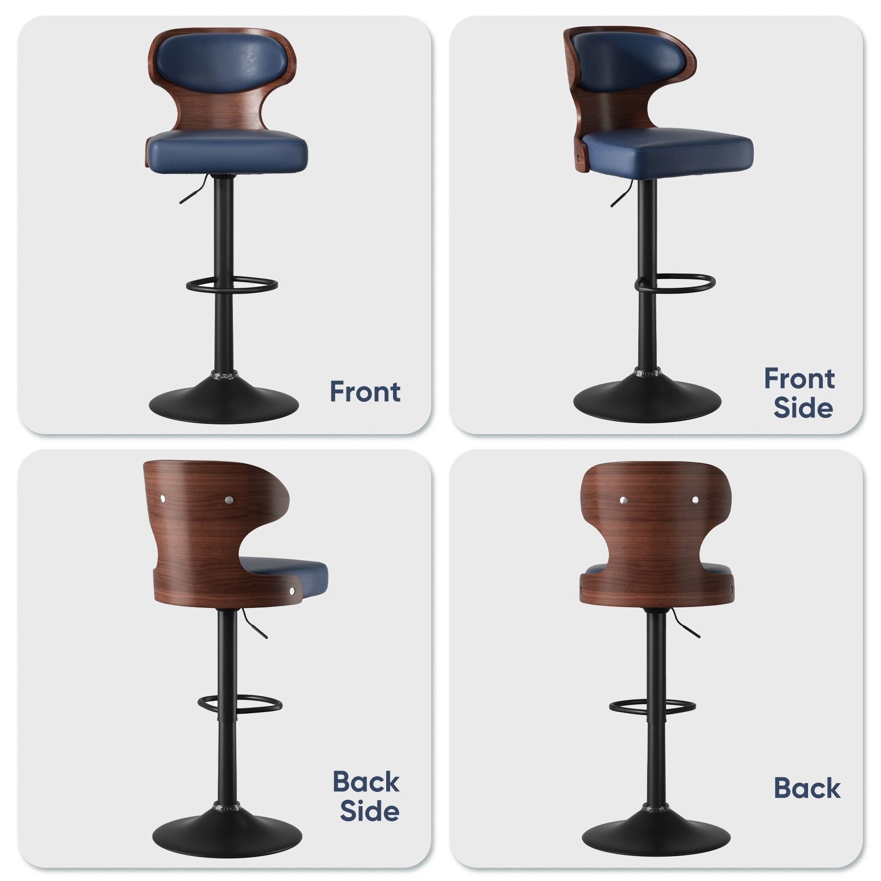 Faux Leather Swivel Bar Stools, Set of 2, Bentwood (view 12)