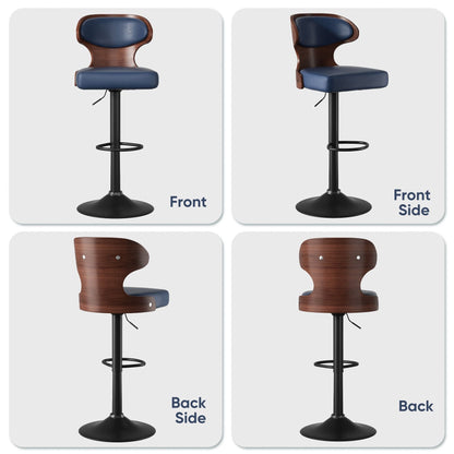 Faux Leather Swivel Bar Stools, Set of 2, Bentwood (view 12)