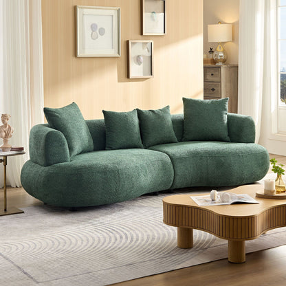 Upholstered Mid-Century Sectional Sofa, Cream (view 4)
