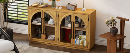 Solid Wood Mid-Century Cabinet, Natural Wood, with Storage (view 6)