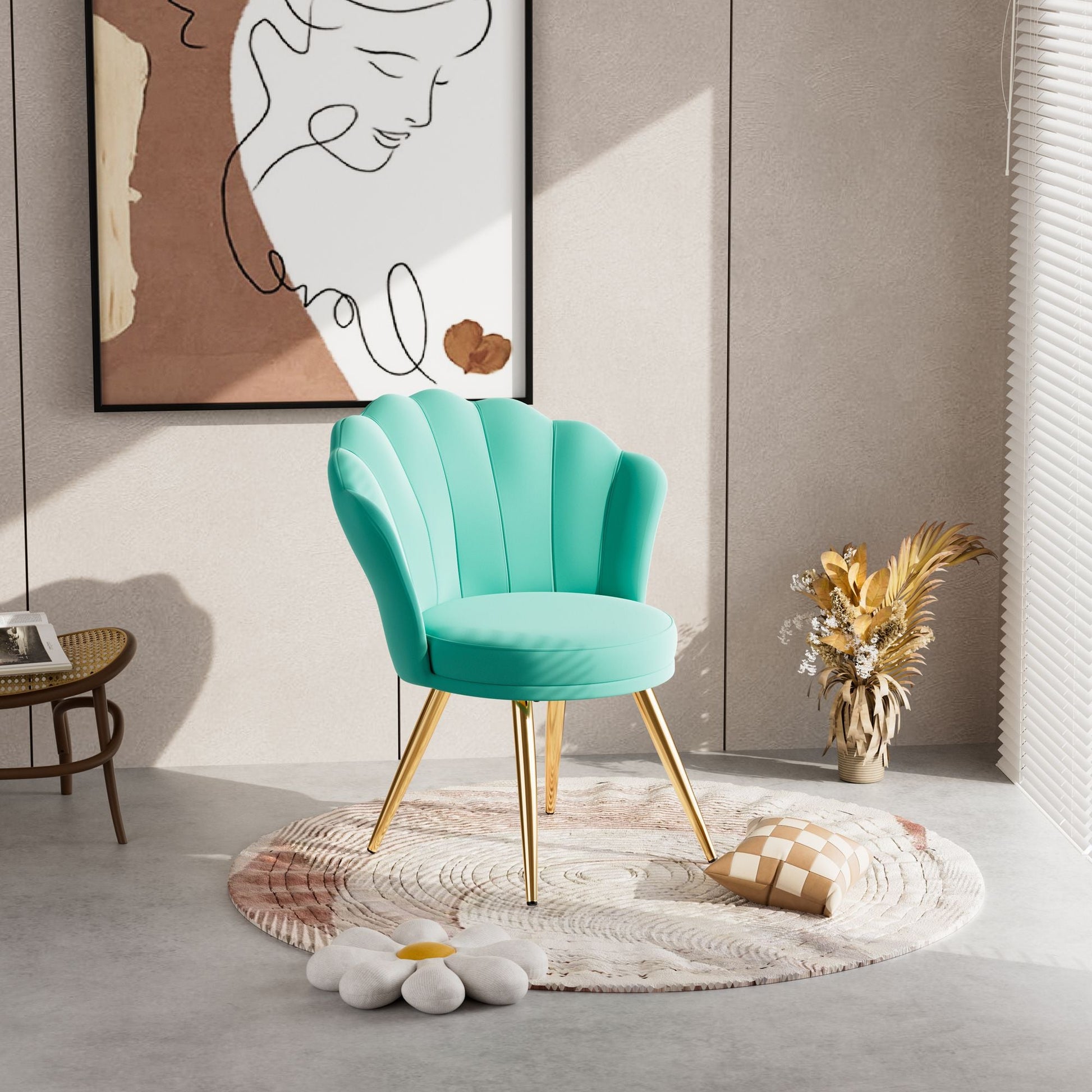 Velvet Mid-Century Accent Chair, Gold (view 69)