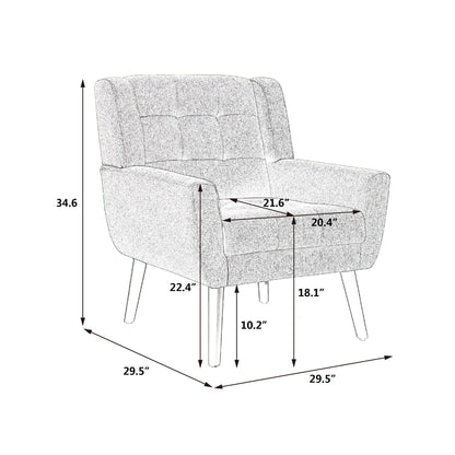Linen Mid-Century Accent Chair, Light Gray (view 44)