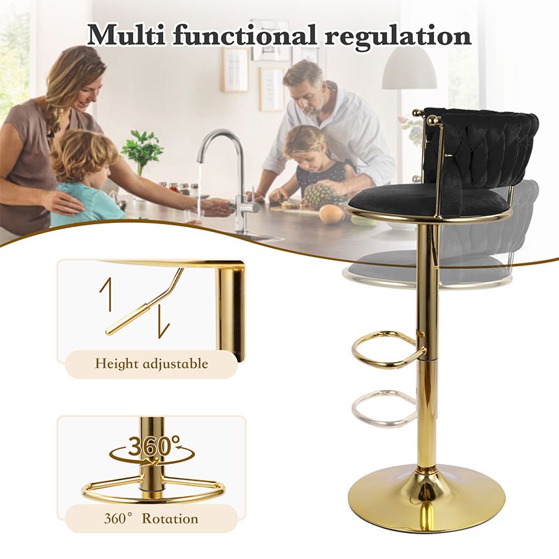 Velvet Swivel Bar Stools, Set of 2, Gold (view 73)