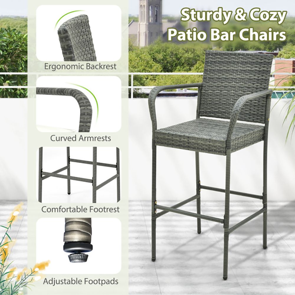 Rattan Swivel Bar Stools, Mix Gray, Set of 2, 46" Tall (view 9)