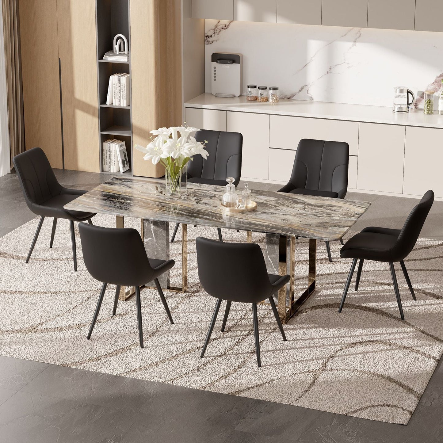 Leather Mid-Century Dining Chairs, Set of 2, Black (view 7)