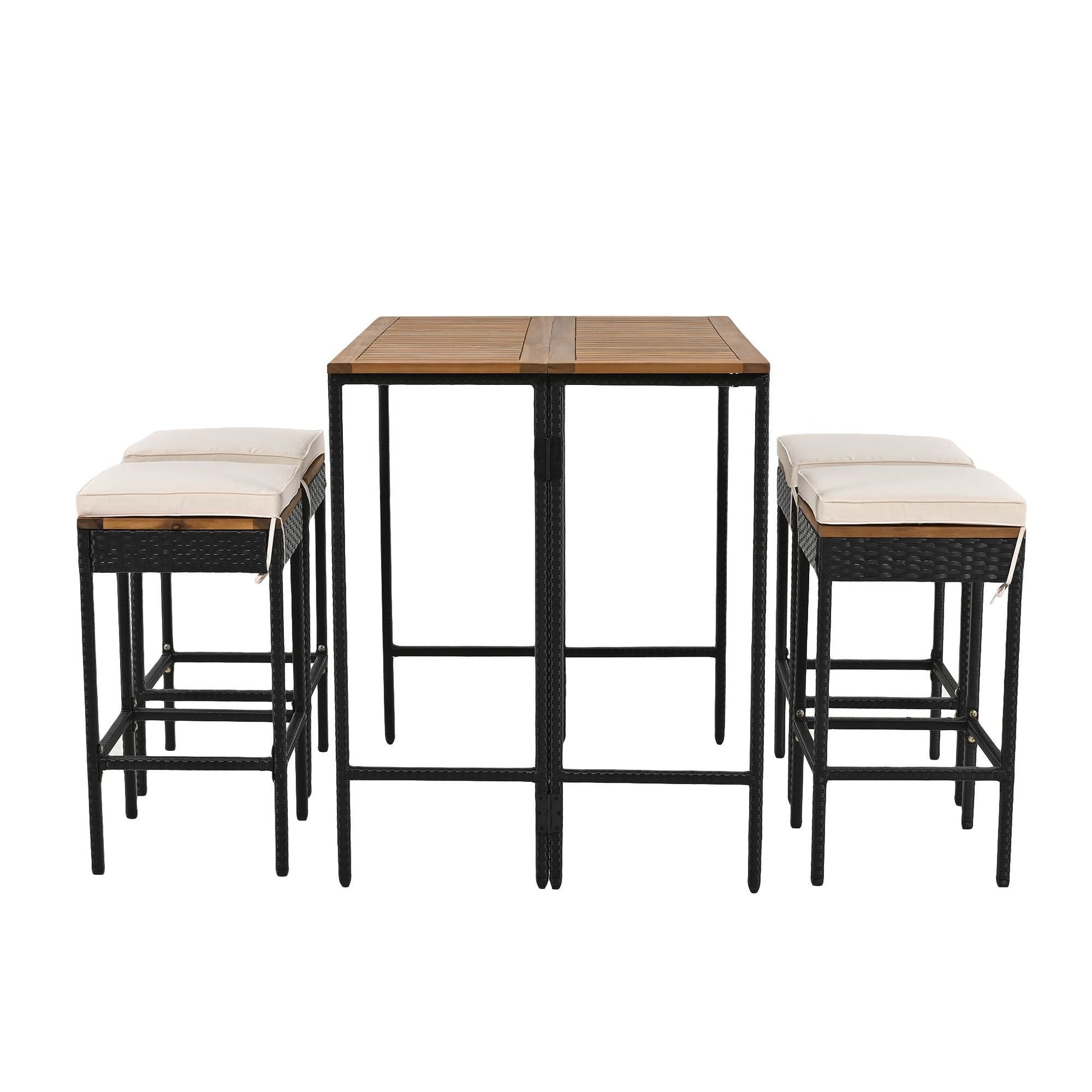 Rattan Mid-Century Dining Set, Brown, 30" Tall (view 11)