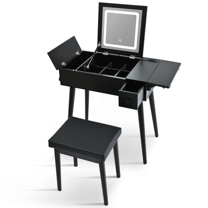 Mid-Century Vanity with LED Mirror, Black, 2 Drawers, 36" Wide (view 13)