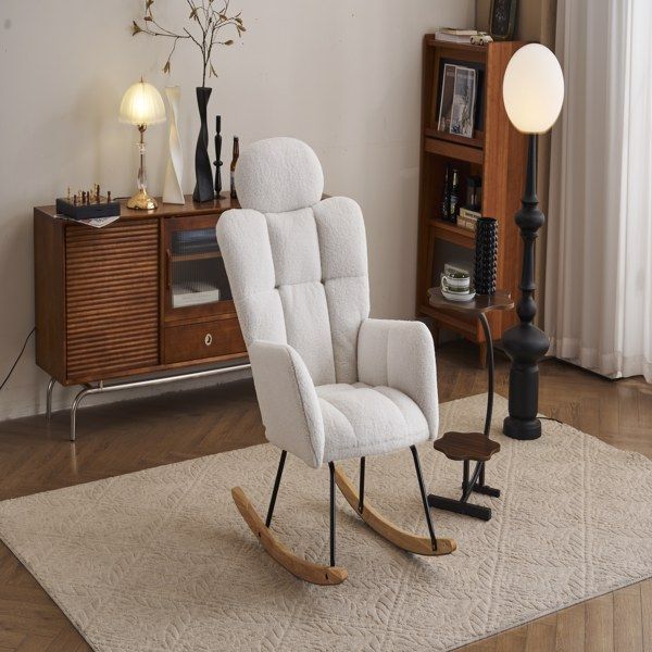 Wood Mid-Century Accent Chair, Ivory (view 2)