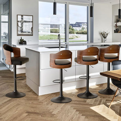Faux Leather Swivel Bar Stools, Set of 2, PU Leather (view 63)