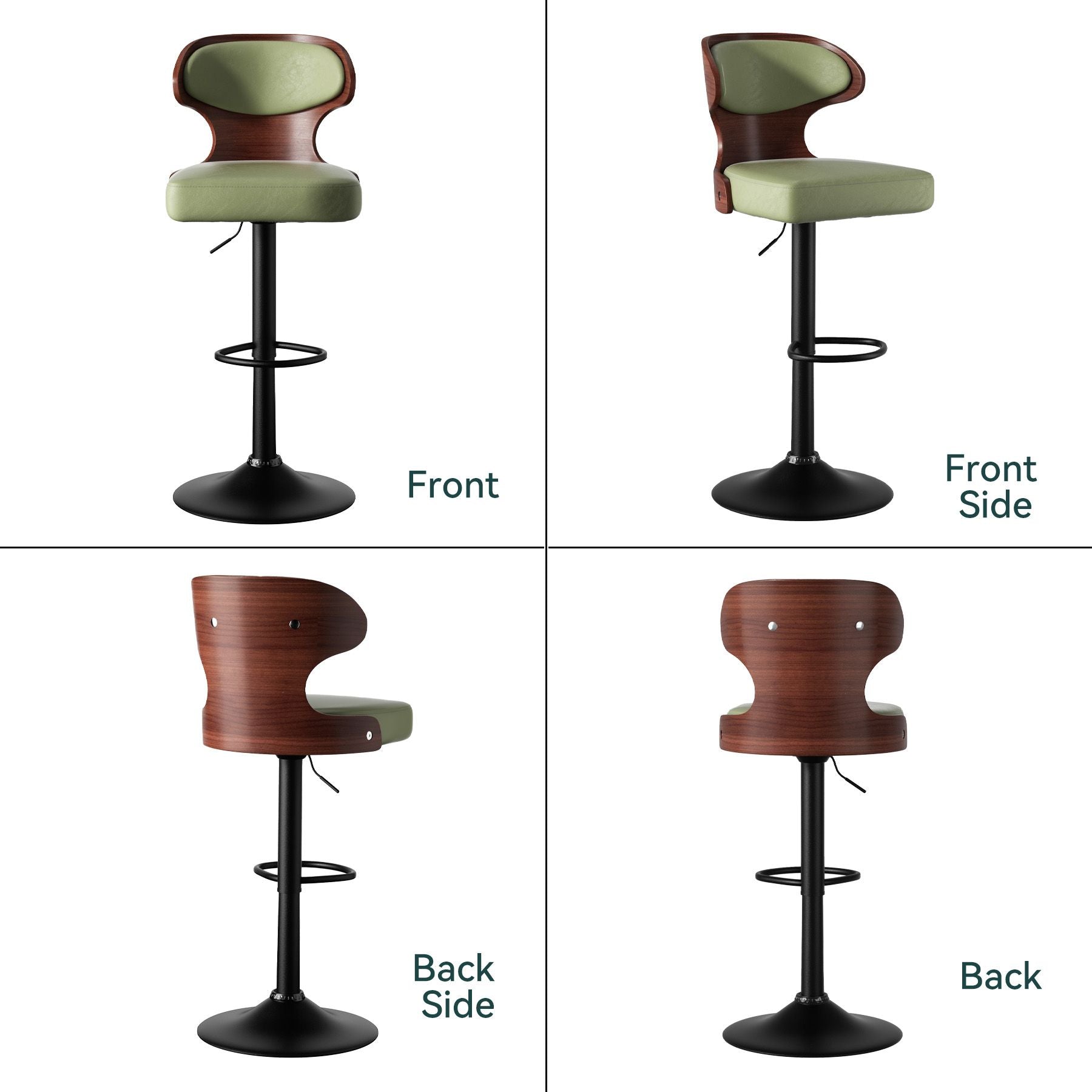 Faux Leather Swivel Bar Stools, Set of 2, Bentwood (view 25)
