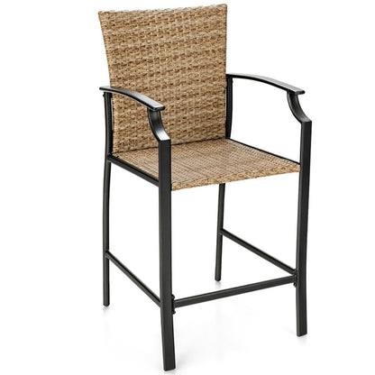 Patio Rattan Bar Stools Set of 4 with Soft Cushions (view 8)