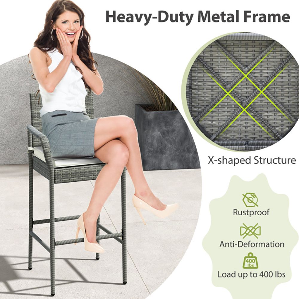 Rattan Swivel Bar Stools, Mix Gray, Set of 2, 23" Wide (view 8)