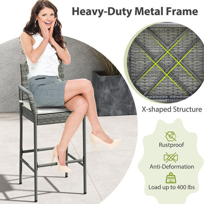 Rattan Swivel Bar Stools, Mix Gray, Set of 2, 23" Wide (view 8)