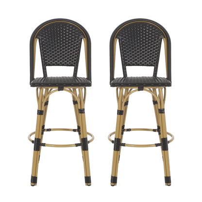 Rattan Swivel Bar Stools, Black, Set of 2, 19.75" Wide (view 2)