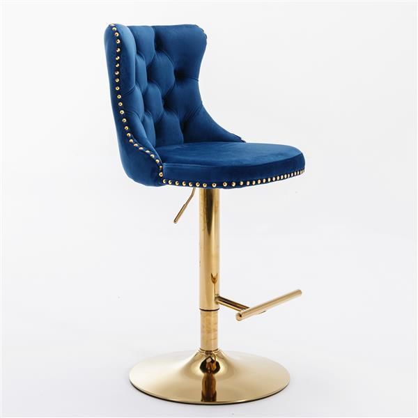 Velvet Swivel Bar Stools, Blue, Set of 2 (view 3)