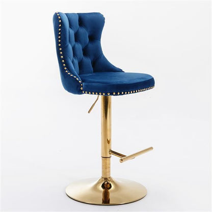 Velvet Swivel Bar Stools, Blue, Set of 2 (view 3)