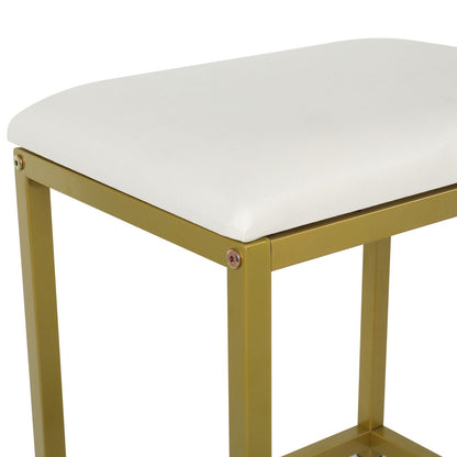 Wood & Metal Mid-Century Vanity with LED Mirror, White, 4 Drawers, with Storage (view 4)