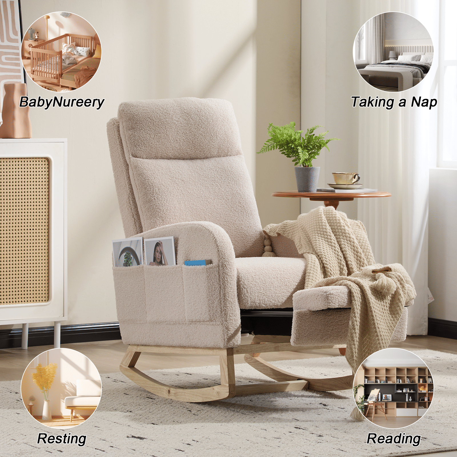 Wood Mid-Century Rocking Chair, White (view 13)