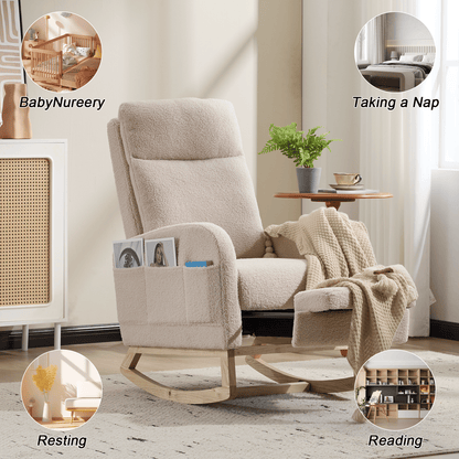 Wood Mid-Century Rocking Chair, White (view 13)