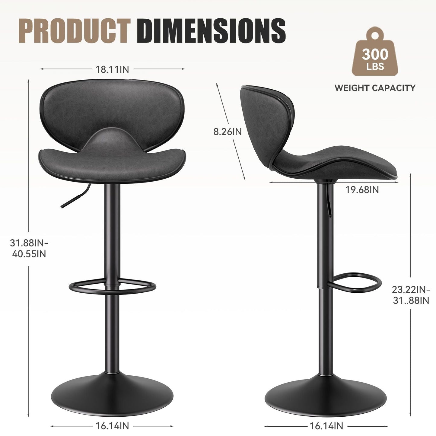 Faux Leather Swivel Bar Stools, Set of 2, Yellow (view 7)