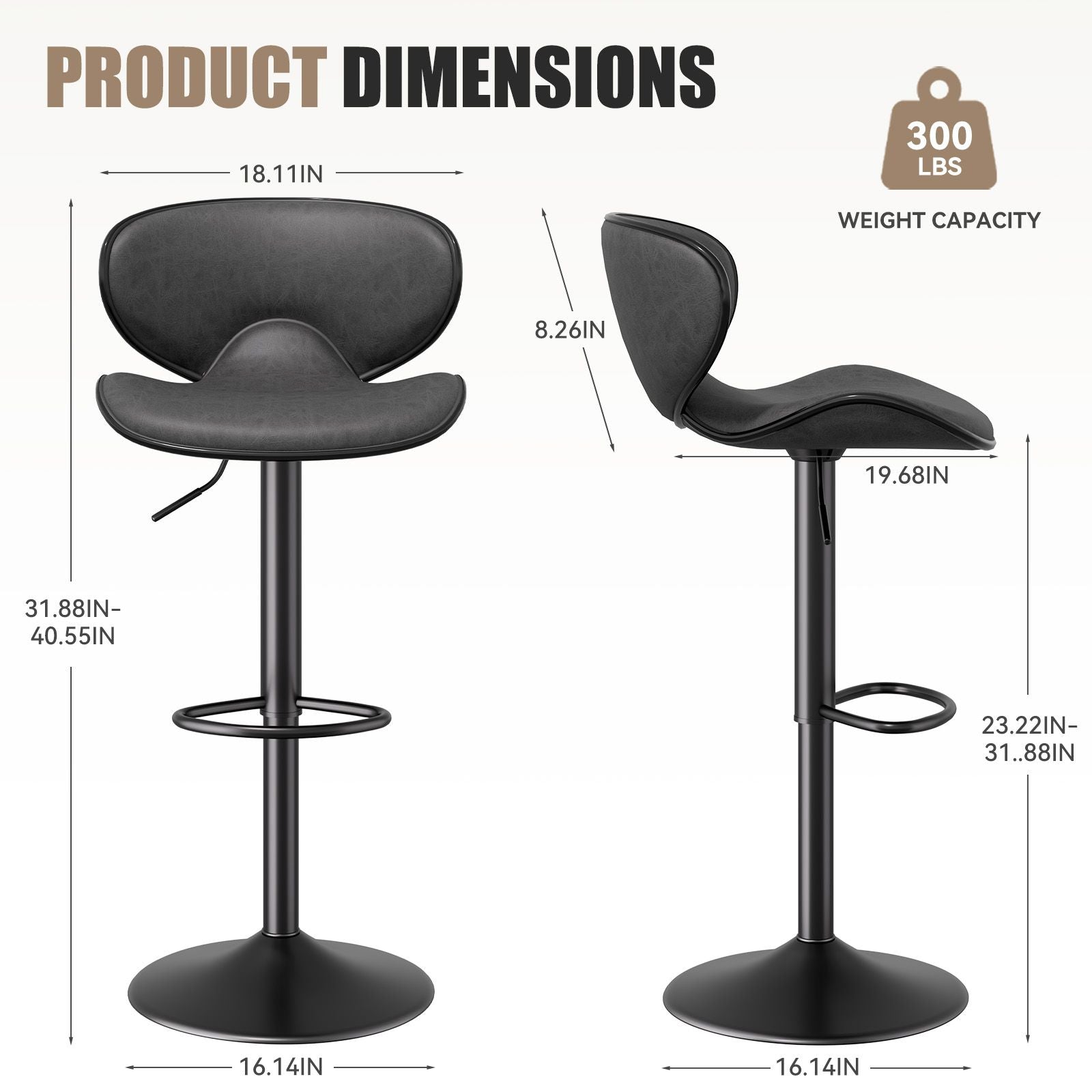 Faux Leather Swivel Bar Stools, Set of 2, Yellow (view 7)