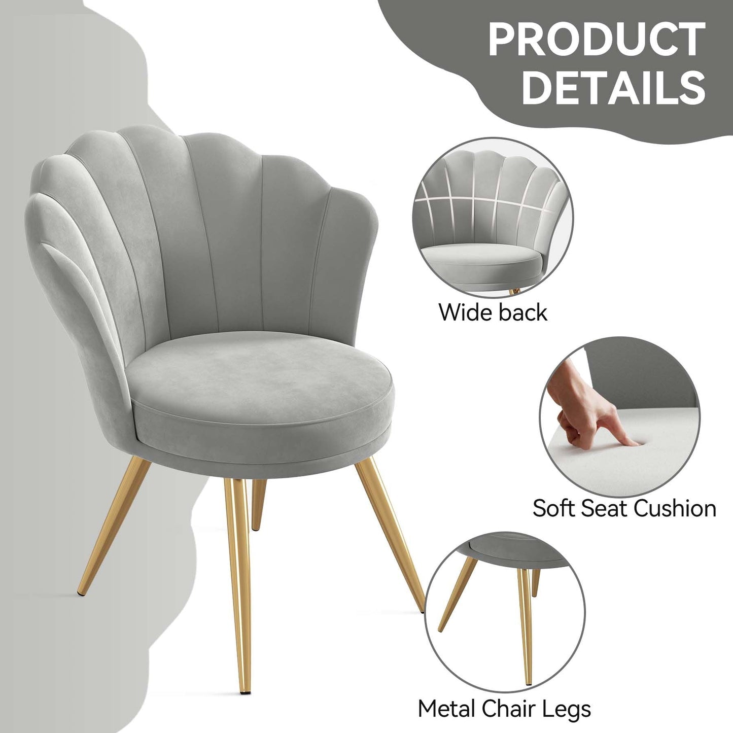 Velvet Mid-Century Accent Chair, Gold (view 35)