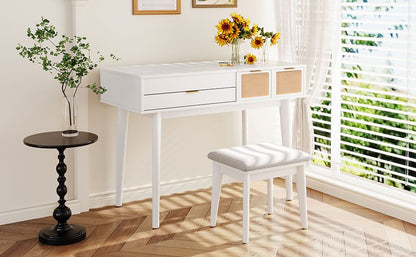 Solid Wood Mid-Century Vanity, Red (view 16)