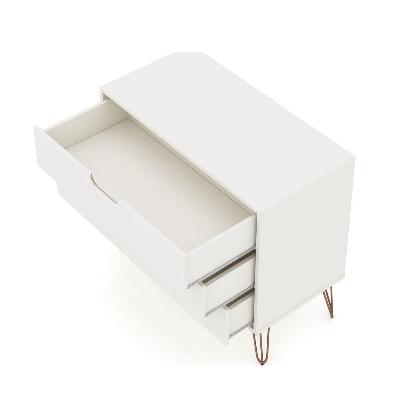 3-Drawer Mid-Century Dresser, White, 34" Tall (view 5)
